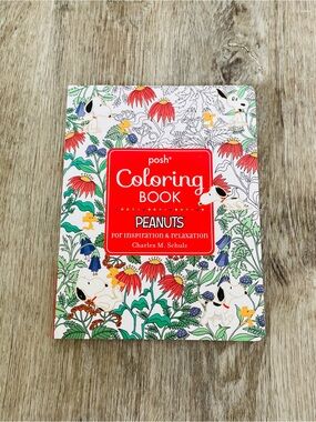 Posh Coloring Book — Red, Green, White Floral Peanuts Cover
